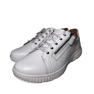 Clarks Collection Leather Lace Up Sneakers Womens Side Zip Comfort